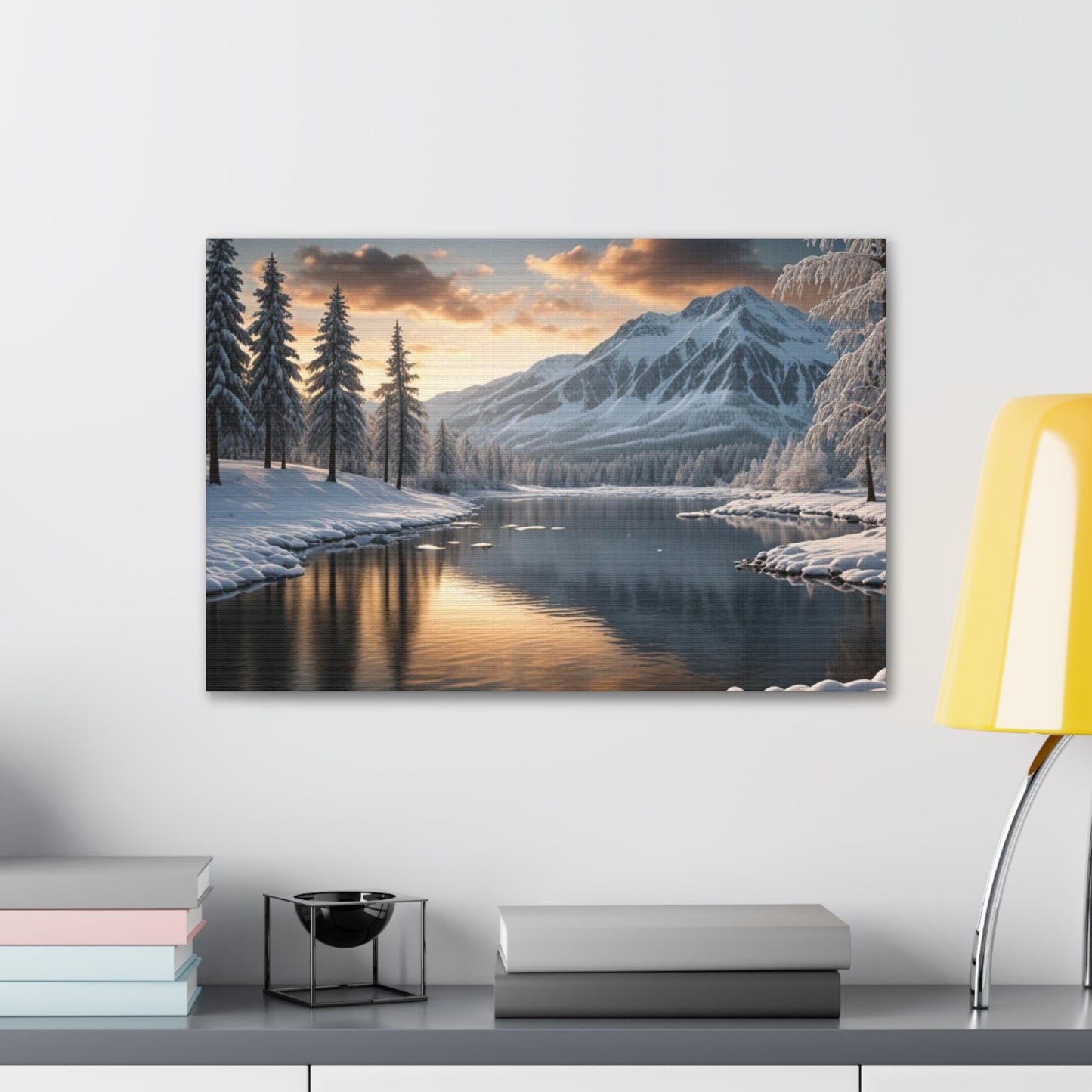 Snowy Lake - Canvas Gallery Wraps