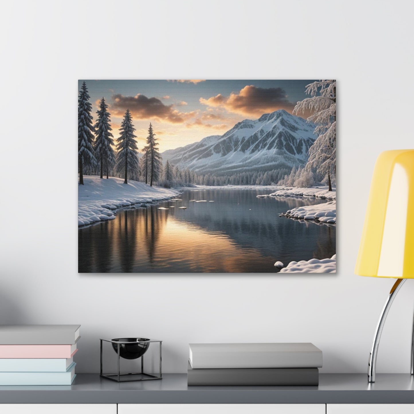 Snowy Lake - Canvas Gallery Wraps