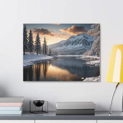 Snowy Lake - Canvas Gallery Wraps