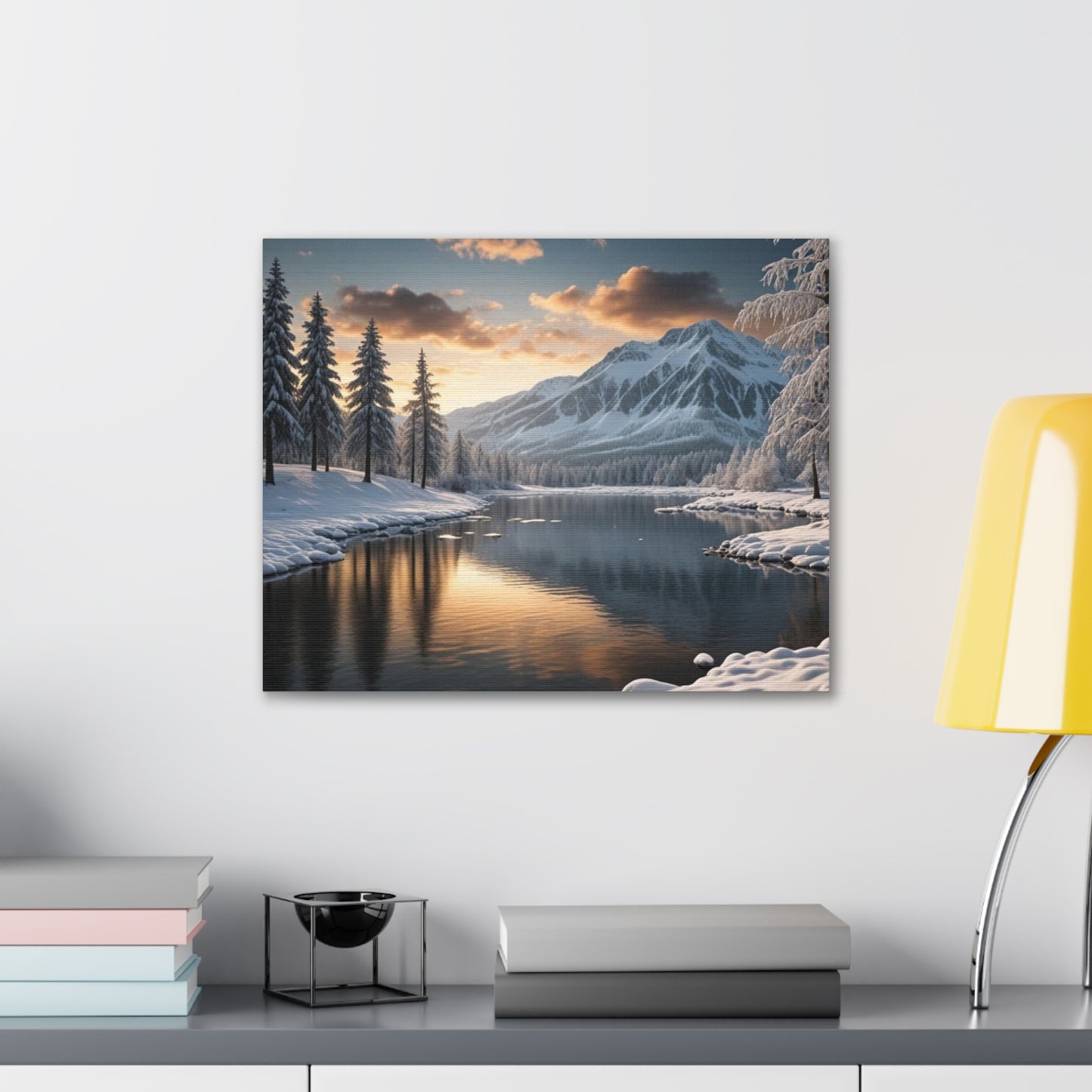 Snowy Lake - Canvas Gallery Wraps