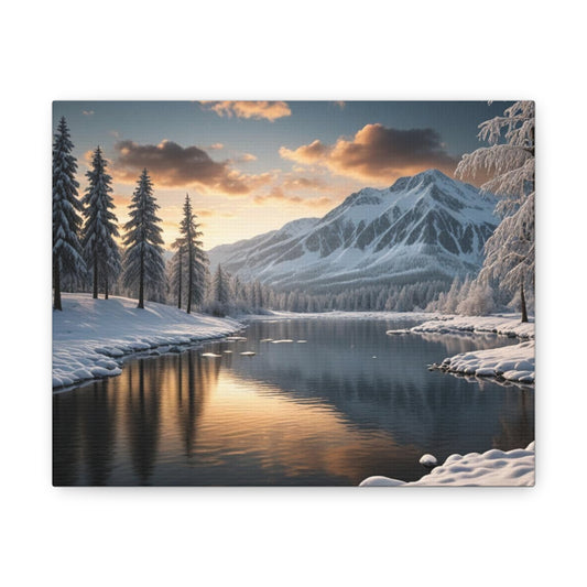 Snowy Lake - Canvas Gallery Wraps