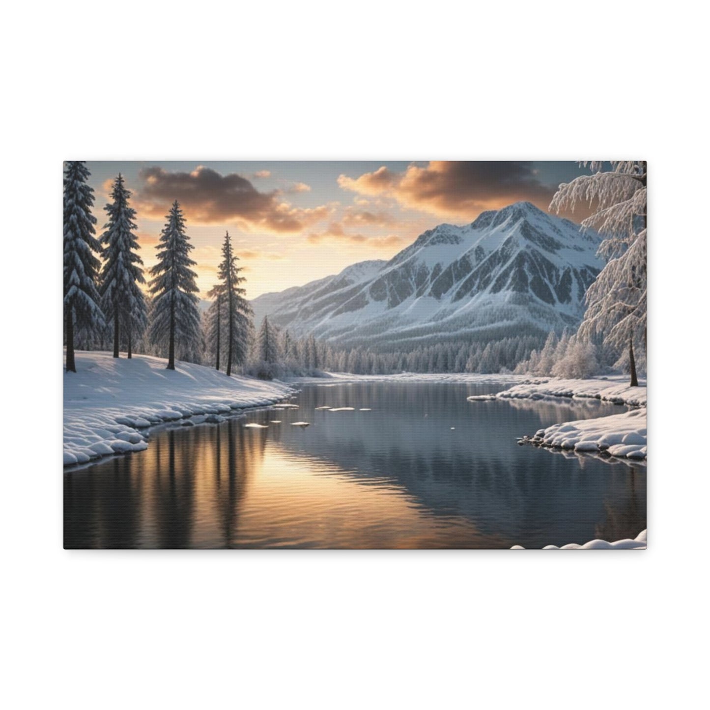 Snowy Lake - Canvas Gallery Wraps