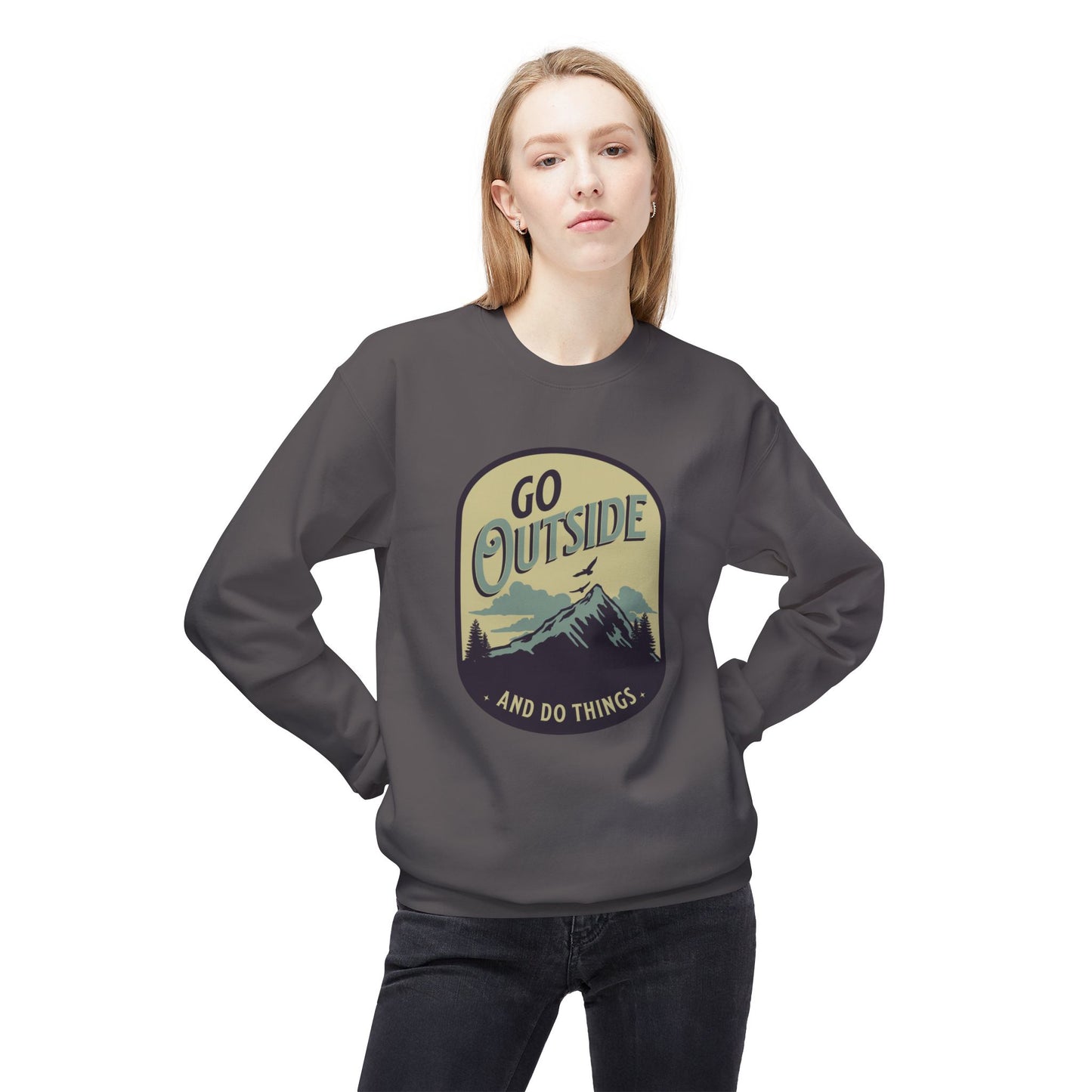 Go Outside and Do Things - Unisex Midweight Softstyle Fleece Crewneck Sweatshirt