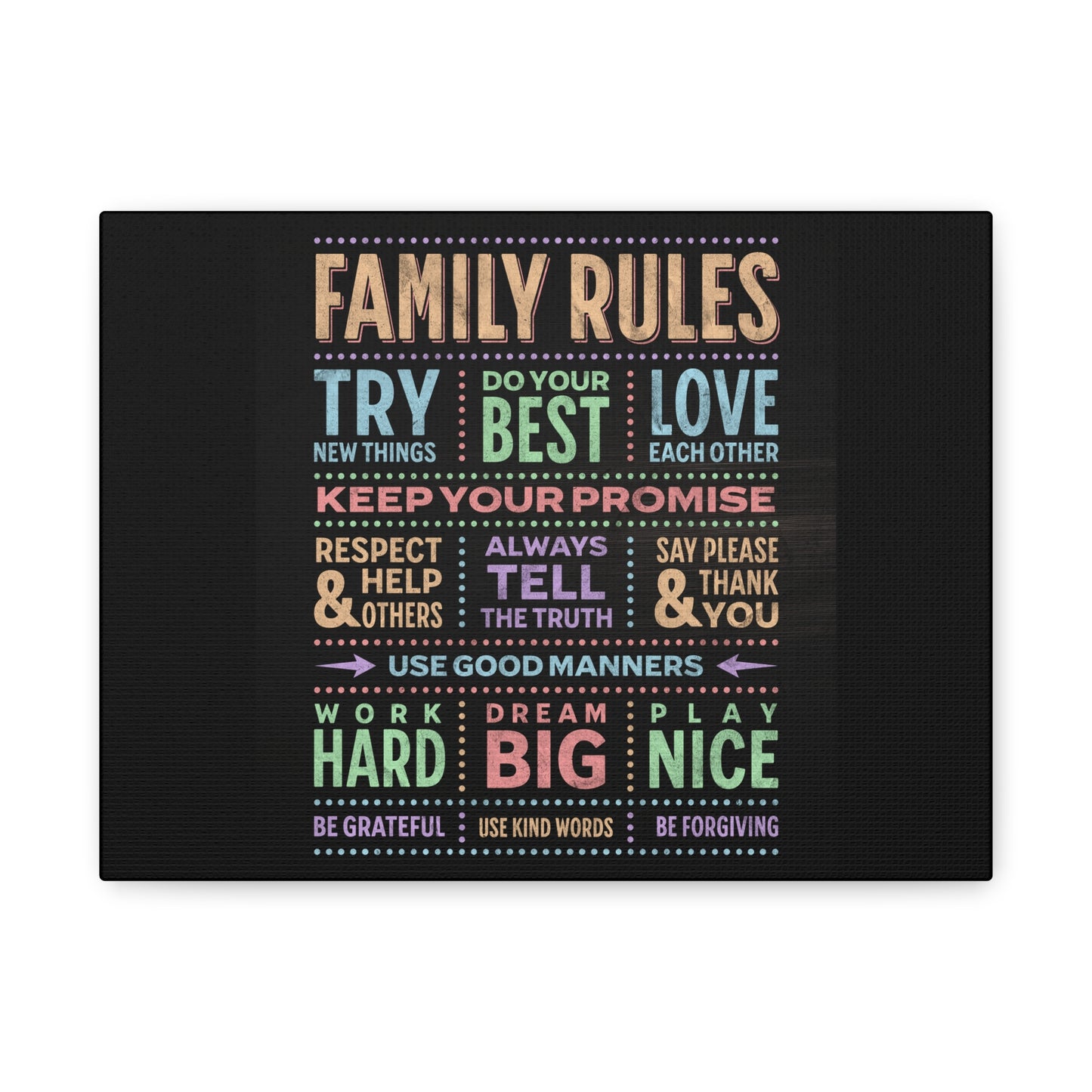 Family Rules - Matte Canvas, Stretched, 1.25"